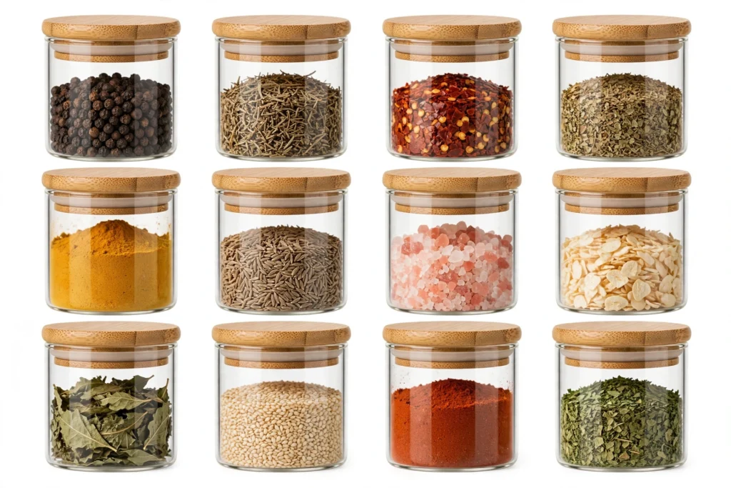 Glass Spice Jars - 12 Pack